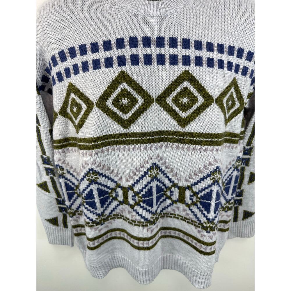 J Crew Abstract Fair Isle Knit Sweater Wool Mohair Blend Crewneck Size Large - Picture 11 of 11